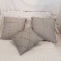 조브라운 대형 가죽 소재 디자인 쿠션 주문제작, 인조가죽_50x50, 다이아몬드형, 아이보리