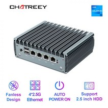 Chatreey 2.5G pfSense 방화벽 인텔 펜티엄 N4000 4 * i225 Nics 소프트 라우터 DDR4 팬리스 미니 PC OPNsense VPN 서버, win10 vmware pfsense, EU, 8G RAM 512GB SSD