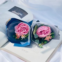 러블리팜 추모용 납골당 꾸미기 미니 조화 꽃다발 1+1 모음, 피오니장미1+1, 핑크