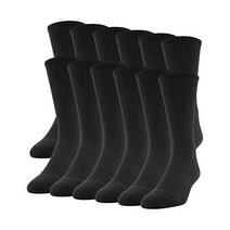 147038 Gildan 남성용 퍼포먼스 크루 양말 12켤레, L, 검정