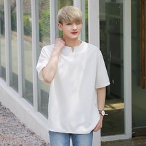 키작은남자 슬릿 브이넥 반팔 티셔츠