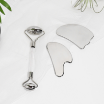 괄사 마사저 종아리 휴대용 갈사 괄사기 얼굴 경락 기구 마사지 크림 처진 볼살 리프팅 황금 도금 맛사지 순환 1+1+1, 마사지크림오이