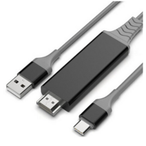 C TO HDMI 넷플릭스가능 A560C 스마트폰미러링 TV연결 유전원 케이블, 혼합색상, 2개