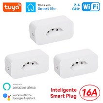 스마트싱스 스마트플러그 Tuya 스마트 홈 16A 브라질 플러그 WiFi 소켓 지능형 전원 모니터 타이밍 콘센트 음성 제어 Alexa google과 함께 작동, [03] 3PCS