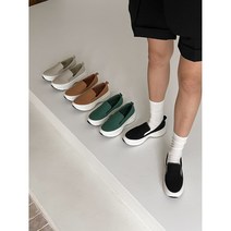 라텍스 쿠션 통굽 심플 슬립온 운동화 4cm B6018