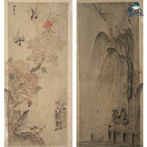 고사 화조도 2폭 1 민화도안 민화그리기 그림그리기, 고사화조도 2폭 (2), 고급 닥순지, 중형