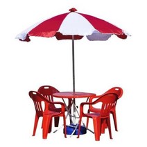 캠핑 파라솔 4인용 파라솔세트B(중-흰파-받침포함), 사각_빨강_회색