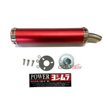 오토바이머플러 마후라 배기구 유니버설 메탈 60x280mm 롱 레이싱 배기, 매트 레드