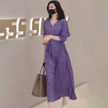 수입 명품 스타일 롱 원피스 봄 하객 여름 휴양지 여행 여신 퍼플 드레스 여성스러운 우아한