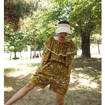 앞머리 썸머 오프숄더 잔꽃 프릴 점프슈트n708