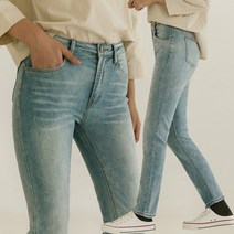 자체제작 프랑 여성 데일리 빅사이즈 여성의류 스판 밴딩 일자 신축성 좋은 연청 데님 청바지 팬츠