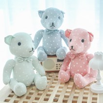 귀여운 봉제인형 고곰 애착인형 세트 면100% 블루 핑크 그린 어린이 선물, 블루베어, 블루베어