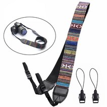Mingjin 니콘 캐논 소니 SLR DSLR 용 목 어깨 카메라 스트랩 벨트 + 2pcs 커넥터, 사진색상