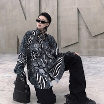 누블랑 냅랩 뱀피 빈티지 하버핏 셔츠 남녀 긴팔 루즈핏 지브라 트렌드 플라워 셔츠 레오파드 탑