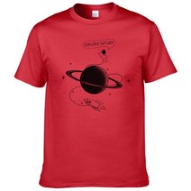 토성관측 천체 망원경우주 비행사 탐험 토성 티셔츠 남성 여름 반팔 패션 코튼 쿨 탑 브랜드 의류 226, 10 red_06 XXL