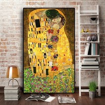Hunan 명화 비즈 그림 키스하는 연인 클림트 대형 보석십자수 큐빅 비즈 페인팅 아트 구슬자수, 90x180cm