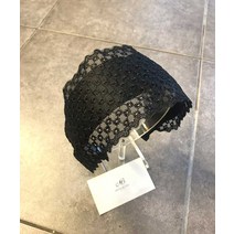 블랙쉬폰 레이스 데일리넓은머리띠