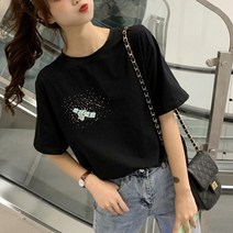 나루니(NARUNI) 우주로고티셔츠 우주로고반팔티 예쁜티셔츠 심플한 깔끔한티셔츠 데이트티셔츠 나들이티셔츠