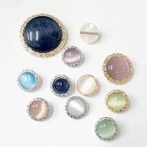 비즈라이프 캣츠아이 보석단추5, B-0055  25mm 캣츠아이 5번단추, 금도금, 1개