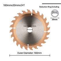 체인 금속 XCAN TCT Cutting Dics 160mm Circular Saw Blade for Wood Plastic Acrylic Carbide Tipped, 02 160X20X24T, 02 160X20X24T