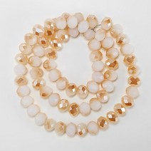 2 가지 톤 색상 크리스탈 론델 유리 면 처리 비즈 쥬얼리 제작 Diy 액세서리 1 가닥, [04] 6x8mm-68pcs, [20] white amber 101