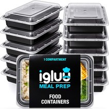 10 pack Igluu Meal Prep Containers [10 pack] 1 Compartment with Airtight Lids - Plastic Food Storag, 1