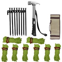 캠핑 고강도 단조팩 40cm 8p+타프팩 야광링+로프+망치+장갑 세트, 블랙, 1세트