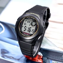 CASIO 라운드 배터리 듀얼타임 오토캘린더 LED 라이트 시계 200 옐로우