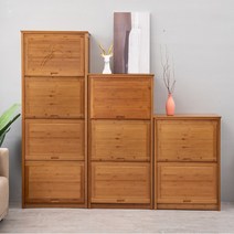 사토가구 빈티지 대나무 옷장 캐비닛 플렙도어 거실장, 두꺼운 3단 80단문