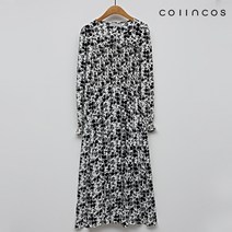 코인코즈 플라워 스퀘어넥 프릴 주름 롱 원피스 IY3AO8080