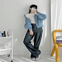 여자 벌룬긴팔 후드집업 부클 크롭 하이넥 점퍼