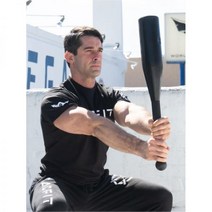 클럽벨 메이스벨 홈짐 고무 막대 벨 강철이란로드 종합 체력 훈련 쉐이핑 피트니스 스틱 TACFIT Clubbell, 검은색, 45파운드