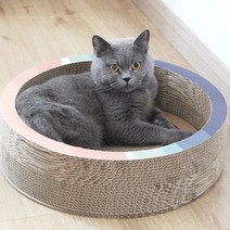 동멍동냥 고양이 원형 스크래쳐 냥모나이트 장난감 소파 침대 써클 라운드 골판지 숨숨집, L (50x50x12cm)