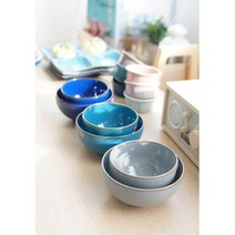 국산 세련 감각 그라데이션 공기 대접 예쁜대접 자기공기 국그릇, 대접/진블루