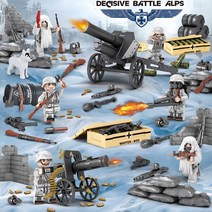 DECOOL 레고호환 DL71021 밀리터리 독일군 6종 미니 피규어 알프스의 결전 군견 각종 무기 위장복 설상복