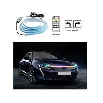 본넷 LED 다채로운 자동차 후드 라이트 led 스트립 방향 지시등 DRL 주간 주행 조명 자동 헤드 램프 원격 앱 RGB 흐르는 스타일링 12v, 리모콘 + LED신호선, 180cm