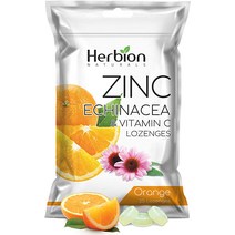 Herbion Naturals 아연 Echinacea ampamp 천연 오렌지 향이 나는 비타민 C 사탕 - 25 CT u2013 식이 보조제 면역 체계 지원 성인과 어린이의 전반