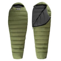트라우마 알파인 450D 3계절 거위털 침낭, 카키, 1개