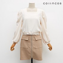 코인코즈 스퀘어넥 밑단 밴딩 쉬폰 블라우스 (IY1AB8150)