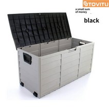 스토비투 가정용 이동식 공구함 연장 보관함 수납장 덮개형 수납상자 마당 캐비닛 미니 창고, 블랙 112x48x54cm