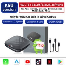 Autoux autoux 카플레이 오토유엑스 AUX CarlinKit-TBOX 무선 카플레이 AI 박스 안드로이드 11 자동 어댑터, 01 3G 32G EAU