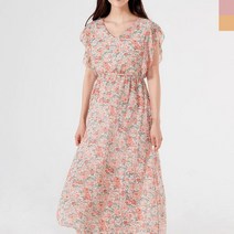 여자 플라워 패턴캡 소매 원피스 W630107