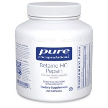 해외 Pure Encapsulations Betaine HCl 효소 베타인 펩신, 3개