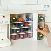 오베르 탕비실정리함 티백 커피 캡슐 보관함 책상 정리 멀티 수납함, 직사각형 2칸, 1개