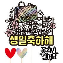 비비드레인 생신 생일 케이크토퍼, 96-명품백(여보)+픽3개