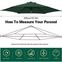 파라솔 캐노피 커버 6.6ft 교체 3.28ft 6 갈비 파티오 차양 방수 천, 초록