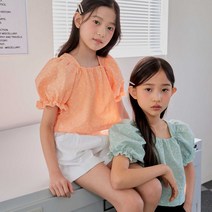 [에그미] 키즈&주니어 썸머신상 여아 남아 꽃퍼프 블라우스T