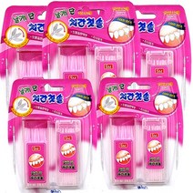 날개단 치간칫솔 이쑤시개 잇몸관리 치석제거 휴대용+사은품증정, 80개입, 5개