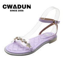 Cwadun 프렌치 플랫 슬리퍼 여성화 큐빅에 샌들 굽 1cm