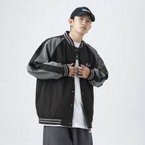 Hanlu 남성 루즈핏 캐주얼 배색 야구점퍼